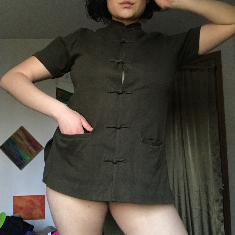 Olive green Chinese dress